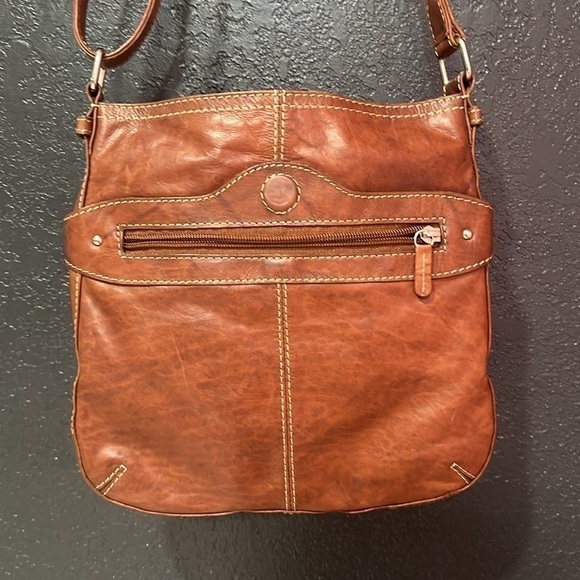 NEW YORK TORONTO Brown Genuine Leather Satchel Purse - Picture 4 of 7